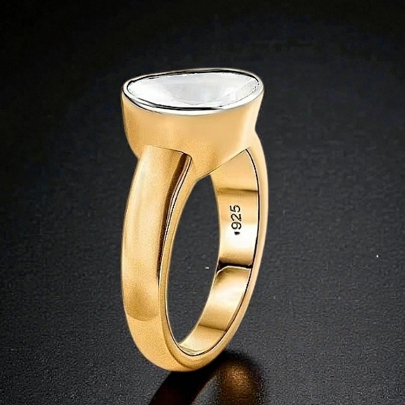 Lab Grown Polki Diamond 0.50 ctw Solitaire Ring in 18K Vermeil - Picture 2 of 5